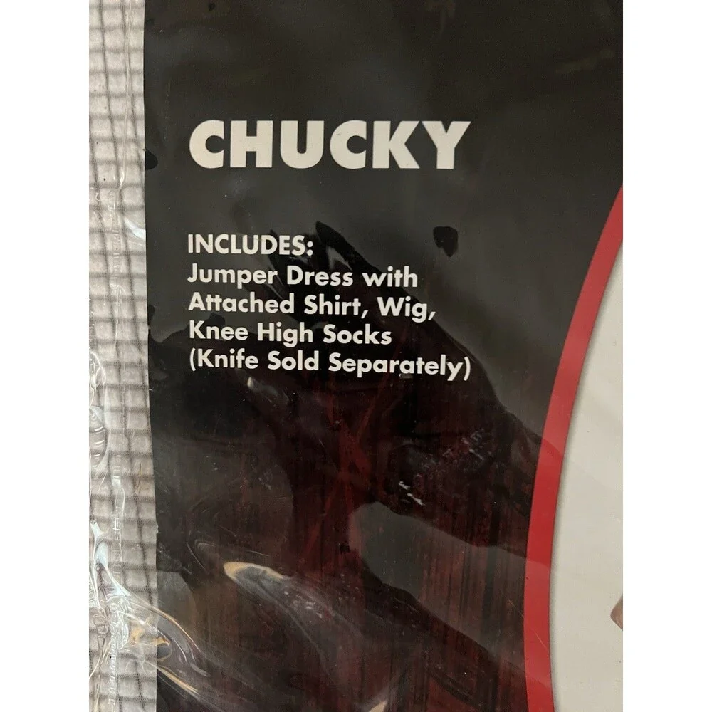 Chucky Kids Girls Costume - Dress, Socks, Wig And Choker Necklace XL 14/16 - Picture 2 of 6